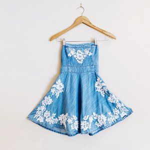 Abercrombie | Chambray Strapless Embroidered Dress